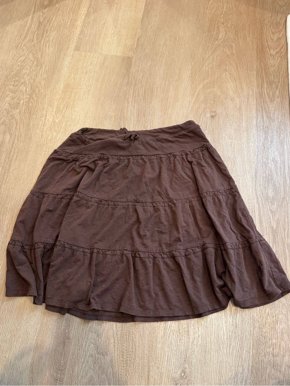 GARAGE Brown Tiered Cotton Skirt